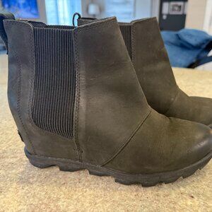SOREL Emelie II Waterproof Wedge Booties – Black – Size 10